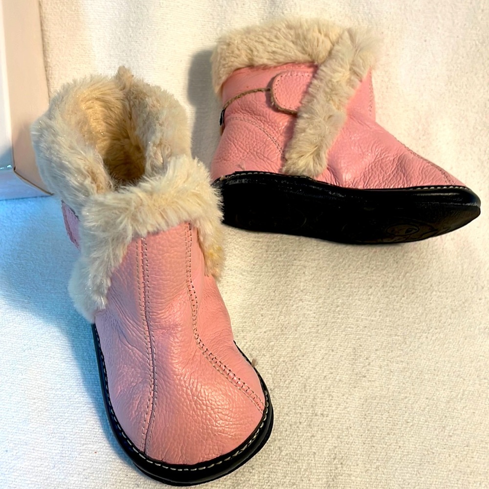 Jack & Lily Pink Leather Zoe Toddler Snow Boots 12-18m